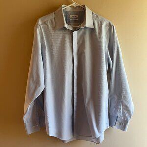 Calvin Klein Slim Fit striped white blue Button Down Dress Shirt